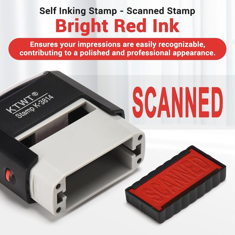 KTWT Scanned Stamp, Scanned Self Inking Stamp -Refillable Stampers for Office, Business, Accounting, Bookkeeping, Coding, Legal, Notary, Ordering, Inventory Stamps - Red Ink - Image 2